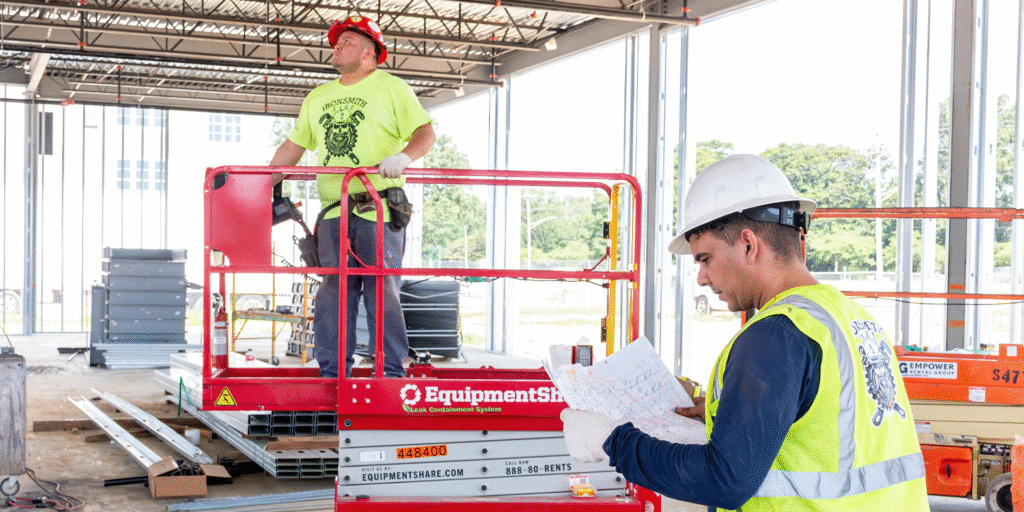 Commercial fire protection crew installing sprinkler system at a construction site in Memphis, TN